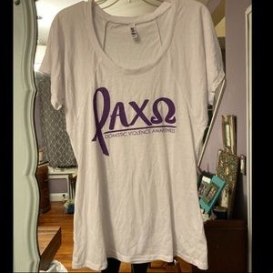 AXO Alpha Chi Omega DVA white purple t shirt